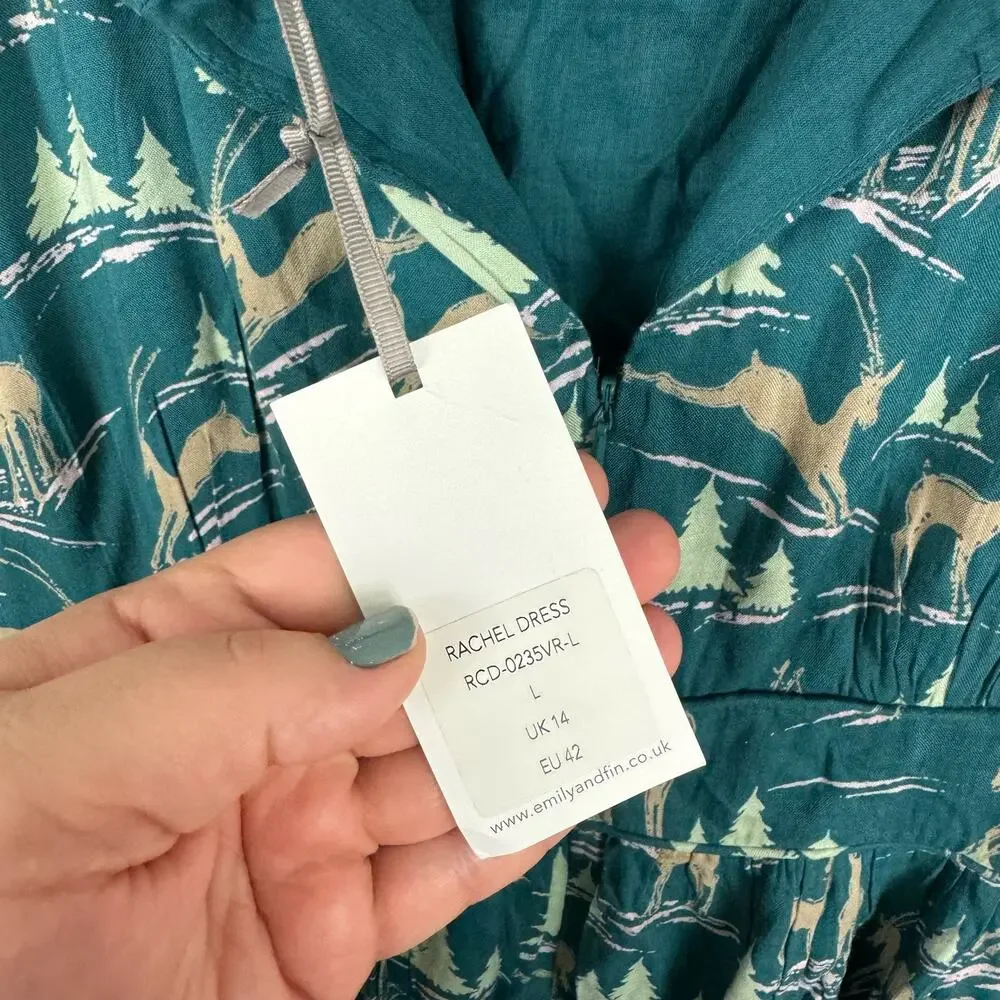 Teal Print Fit-and-Flare Dress - Brand Unknown - Picture 5 of 10